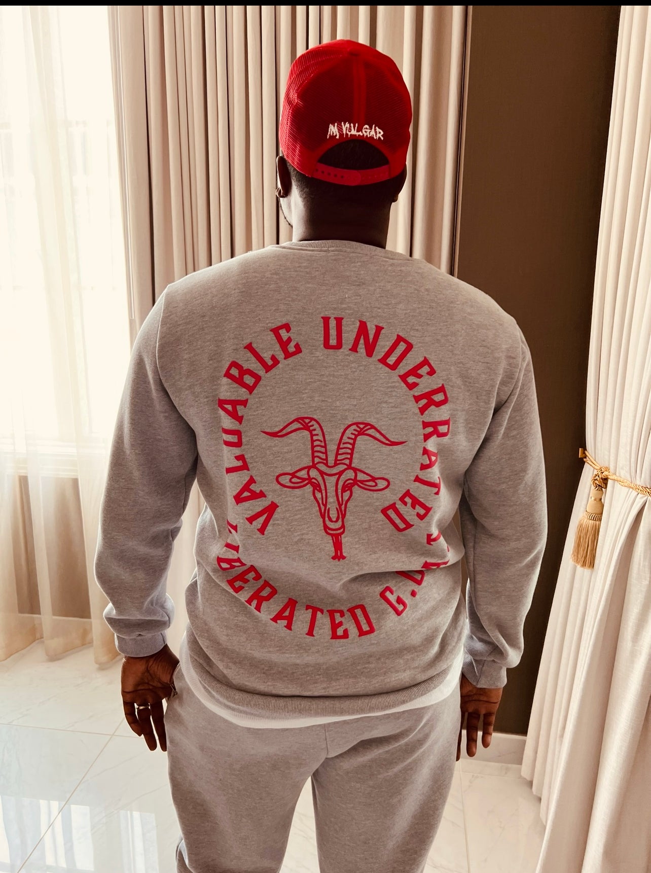 Grey with red jogger